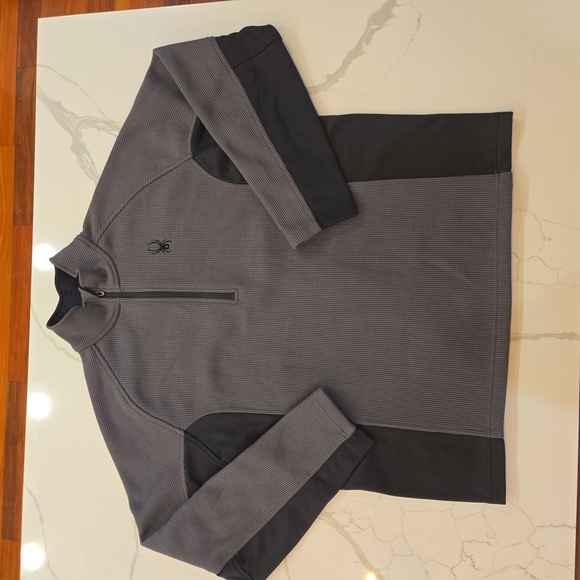 Spyder Soft Shell 1/4 Zip Fleece Pullover Sweater Jacket Mens Size XL Black Gray - Picture 1 of 14